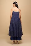 Shop_Samyukta Singhania_Navy Georgette Round Neck Printed Blue Anarkali Set _at_Aza_Fashions