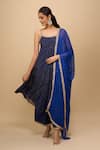 Samyukta Singhania_Navy Georgette Round Neck Printed Blue Anarkali Set _at_Aza_Fashions