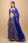 Buy_Samyukta Singhania_Blue Silk, Chiffon Embroidery Embellished Blend Lehenga Set _at_Aza_Fashions
