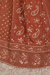 Shop_Anita Kanwal_Rust Georgette Sequins, Embroidery V-neck Orange Lehenga Set _at_Aza_Fashions