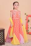 Buy_Turqidz By Shweta Aggarwal_Orange Cotton Embroidery Hand Lehenga Set _at_Aza_Fashions