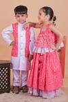 Buy_Turqidz By Shweta Aggarwal_Red Cotton, Tassels, Hand Embroidered Ruffled Top And Lehenga Set 