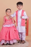Buy_Turqidz By Shweta Aggarwal_Red Cotton Embroidery Hand Boys Bundi And Kurta Set _Online_at_Aza_Fashions