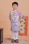 Buy_Turqidz By Shweta Aggarwal_Multi Color Cotton Embroidery Hand Bundi And Kurta Set _at_Aza_Fashions