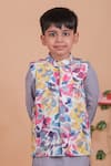 Shop_Turqidz By Shweta Aggarwal_Multi Color Cotton Embroidery Hand Bundi And Kurta Set _Online_at_Aza_Fashions