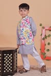 Turqidz By Shweta Aggarwal_Multi Color Cotton Embroidery Hand Bundi And Kurta Set _at_Aza_Fashions