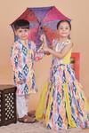 Buy_Turqidz By Shweta Aggarwal_Yellow Cotton Embroidery Multi Color Hand Top And Lehenga Set _Online_at_Aza_Fashions