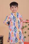 Shop_Turqidz By Shweta Aggarwal_Multi Color Cotton Embroidery Hand Kurta Set _at_Aza_Fashions