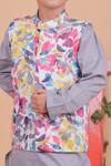 Shop_Turqidz By Shweta Aggarwal_Multi Color Cotton Embroidery Hand Bundi And Kurta Set _at_Aza_Fashions