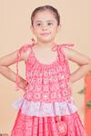 Shop_Turqidz By Shweta Aggarwal_Red Cotton, Tassels, Hand Embroidered Ruffled Top And Lehenga Set _at_Aza_Fashions