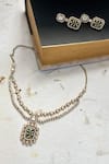 Prestones_Green Diamonds Gold Finish Polki Layered Necklace Set _Online_at_Aza_Fashions