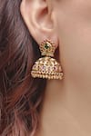 Buy_Prestones_Gold Plated Stones Finish Temple Jhumkas _at_Aza_Fashions