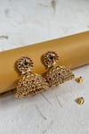 Prestones_Gold Plated Stones Finish Temple Jhumkas _Online_at_Aza_Fashions