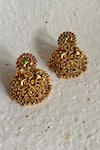 Shop_Prestones_Gold Plated Stones Finish Temple Jhumkas _at_Aza_Fashions