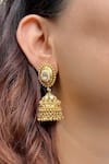 Buy_Prestones_Gold Plated Pearls Finish Temple Jhumkas _at_Aza_Fashions