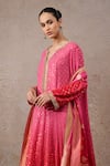 Tarun Tahiliani Red Georgette Embroidery V-neck Ombre Mukaish Kurta Set Online at Aza Fashions Tarun Tahiliani_Red Georgette Embroidery V-neck Ombre Mukaish Kurta Set _Online_at_Aza_Fashions