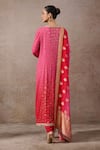 Shop Tarun Tahiliani Red Georgette Embroidery V-neck Ombre Mukaish Kurta Set at Aza Fashions Shop_Tarun Tahiliani_Red Georgette Embroidery V-neck Ombre Mukaish Kurta Set _at_Aza_Fashions