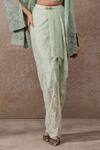 Tarun Tahiliani_Green Tulle, Lace Sequins, Diamonds, Hand Embroidered Sheer Jacket Skirt Set _Online_at_Aza_Fashions