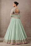 Shop_Tarun Tahiliani_Green Chanderi Embroidery, Lace Square Neck Floral Textile Lehenga Set _at_Aza_Fashions