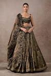 Buy_Tarun Tahiliani_Black Tulle, Tissue Sequins, Embroidery Scoop Sequin-embroidered Lehenga Set _at_Aza_Fashions