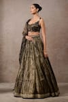 Buy_Tarun Tahiliani_Black Tulle, Tissue Sequins, Embroidery Scoop Sequin-embroidered Lehenga Set _Online_at_Aza_Fashions