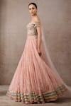 Buy_Tarun Tahiliani_Pink Chanderi, Crystals, Embroidery, Floral Corset And Lehenga Set _Online_at_Aza_Fashions