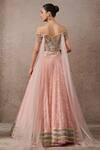 Shop_Tarun Tahiliani_Pink Chanderi, Crystals, Embroidery, Floral Corset And Lehenga Set _at_Aza_Fashions