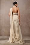 Shop_Tarun Tahiliani_Ivory Tulle, Net, Chiffon Pearls, Stones Ombre Pre-draped Saree And Blouse Set _at_Aza_Fashions