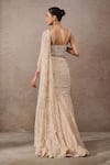 Shop_Tarun Tahiliani_Ivory Tulle, Net Embroidery Scoop Neck Lace Pre-draped Saree And Blouse Set _at_Aza_Fashions