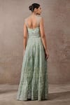 Shop_Tarun Tahiliani_Green Tulle, Net Sequins V-neck Signature Embroidered Jumpsuit _at_Aza_Fashions