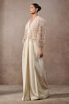 Tarun Tahiliani_Ivory Open Neck Floral Hand Embroidered Cape _at_Aza_Fashions