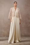 Buy_Tarun Tahiliani_Ivory Open Neck Floral Hand Embroidered Cape _at_Aza_Fashions