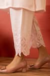 Charu Makkar_Pink Linen, Satin, Organza Embroidery Mandarin Collar Kurta Pant Set _Online_at_Aza_Fashions