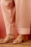 Buy_Charu Makkar_Pink Linen, Satin, Organza Embroidery Round Neck Designer Salmon Kurta Set _Online_at_Aza_Fashions