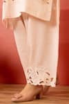 Buy_Charu Makkar_Peach Linen, Satin, Organza Cut Work Split V-neck Designer Kurta Set 