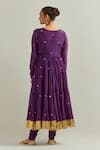 Shop_Ikshita Choudhary_Purple Chanderi, Organza Zari, Embroidery V-neck Anarkali Set _at_Aza_Fashions