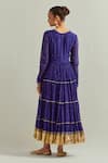 Shop_Ikshita Choudhary_Blue Chanderi, Organza Zari, Embroidery V-neck Anarkali Set With Dupatta _at_Aza_Fashions