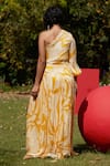 Shop_Zwaan_Yellow Silk, Shantoon Asymmetric Celine Dress _at_Aza_Fashions