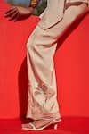 Zwaan_Ivory Linen, Satin Embroidery Collared Stella Shirt And Pant Set _at_Aza_Fashions