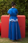 Shop_Zwaan_Blue Cotton Satin Embroidery Collared Faye Top And Skirt Set _at_Aza_Fashions