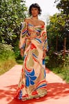Buy_Zwaan_Multi Color Satin Off-shoulder Sandra Skirt Set _at_Aza_Fashions