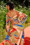 Buy_Zwaan_Multi Color Satin Off-shoulder Sandra Skirt Set _Online_at_Aza_Fashions