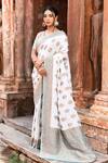 Buy_Naaritva India_Sky Blue Crepe, Silk, Handwoven Zari Work Banarasi Saree With Running Blouse _at_Aza_Fashions