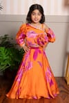Buy_Kirti Agarwal - Pret N Couture_Orange Organza, Satin Fabric Flowers Designer Vibrant Lehenga Set _at_Aza_Fashions