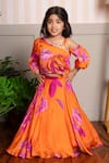 Buy_Kirti Agarwal - Pret N Couture_Orange Organza, Satin Fabric Flowers Designer Vibrant Lehenga Set _Online_at_Aza_Fashions