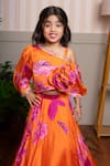 Kirti Agarwal - Pret N Couture_Orange Organza, Satin Fabric Flowers Designer Vibrant Lehenga Set _at_Aza_Fashions