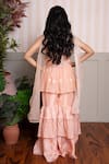 Shop_Kirti Agarwal - Pret N Couture_Peach Chanderi, Organza Embroidery Peplum Kurta Sharara Set _at_Aza_Fashions