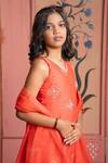 Buy_Kirti Agarwal - Pret N Couture_Orange Chanderi, Organza Embroidery Kurta Sharara Set _Online_at_Aza_Fashions