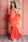 Buy_Kirti Agarwal - Pret N Couture_Orange Chanderi, Organza Embroidery Kurta Sharara Set _at_Aza_Fashions