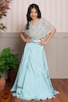 Buy_Kirti Agarwal - Pret N Couture_Aqua Crepe, Organza Sequins, Embroidery, Sea Green Designer Top And Lehenga Set _at_Aza_Fashions